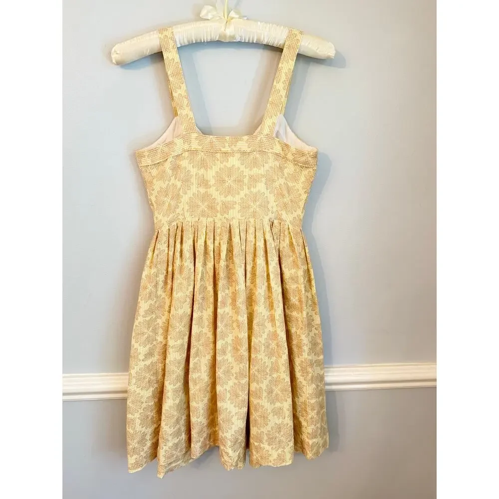 Maeve Yellow Floral Seersucker Button Front Sundress Size 2